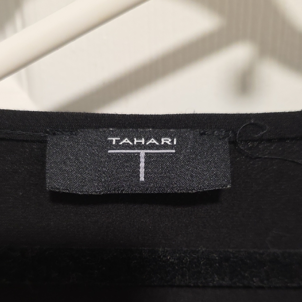 Tahari Black Sleeveless Drape Blouse - Picture 8 of 11